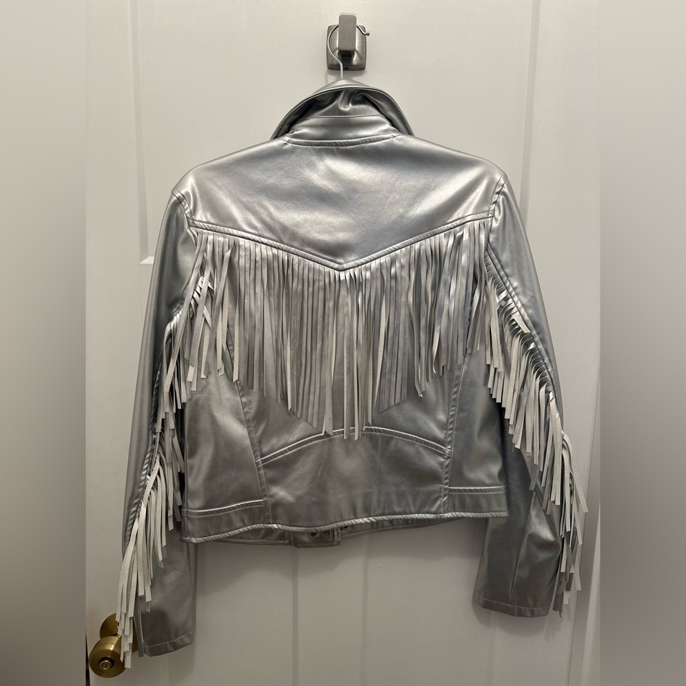 Buddy Love Metallic Silver Fringe Jacket - Picture 2 of 3